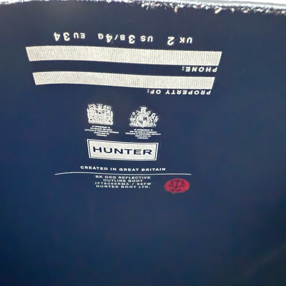 Hunter Kids Black Reflective Rain Boots Size 3 - Picture 6 of 11